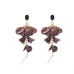 Верблюжий Серьги-гвоздики в богемном стиле из сплава и ткани с леопардовым принтом, цветок, золотые, верблюжие, 125x65 мм