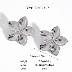 Нержавеющая Сталь Цвет Серьги-гвоздики из нержавеющей стали в виде цветка для женщин, цвет нержавеющей стали, 39.4 мм