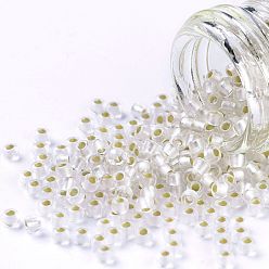 (21F) Silver-Lined Translucent Frosted Crystal Clear TOHO Round Seed Beads, Japanese Seed Beads, (21F) Silver-Lined Translucent Frosted Crystal Clear, 11/0, 2.2mm, Hole: 0.8mm, about 1110pcs/bottle, 10g/bottle
