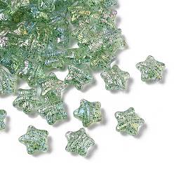 Темный Морско-зеленый Уф-покрытие прозрачные акриловые бусины, звезда, радужный, темно-зеленый, 18x19x10 мм, отверстие : 2 мм, Около 355 шт / 500 г