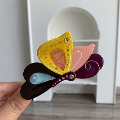 Желтый Зажимы для когтей из ацетата целлюлозы (смолы), бабочка, аксессуары для волос для женщин и девочек, желтые, 87x45 мм