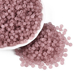 Rouge Indien Perles de rocaille en verre transparent dépoli fgb, rondelle, facette, trou rond, teint et cœur, rouge indien, 4~4.5x3~3.5mm, Trou: 1.4~1.5mm, environ 6430 pcs / livre