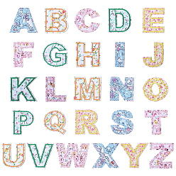 (52) Непрозрачная лаванда 26шт. полиэстеровые нашивки с компьютерной вышивкой букв, пришивные/приклеиваемые утюгом, аксессуары для костюма, аппликация, Письмо ~ Z, разноцветные, 55~57x20~63x1 мм