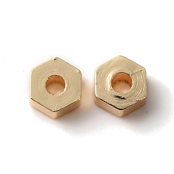 Echt 14 k vergoldet Gestellmessingperlen, cadmiumfrei und bleifrei, langlebig überzogen, Hexagon, echt 14 k vergoldet, 4x4.5x2 mm, Bohrung: 1 mm
