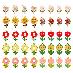 (52) Непрозрачная лаванда 40 шт 10 стиль подвески из сплава эмали, цветок, разноцветные, 18~25x11.5~15 мм, 4 шт / стиль