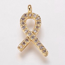 Золотой Латуни циркония кубической подвески, лента, прозрачные, золотые, 16x9x2 мм, отверстие : 1 мм