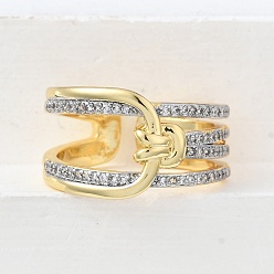 Real Gold Plated & Real Platinum Plated Открытые манжеты из латуни с микропаве и кубическим цирконием, без кадмия и без свинца, настоящее золото и платина, 12.5 мм, размер США 8 (18.1 мм)