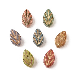 Лист Краски для выпечки стеклянные бусины, металла обвитые, разноцветные, лист, 17.5x10.5x3.5 мм, отверстие : 1 мм