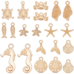 Mixed Shapes 100 шт 10 стили подвески из сплава, океанские прелести, золотой свет, разнообразные, 8~29x4.5~14.5x1.7~5 мм, отверстие : 0.4~2.8 мм, 10 шт / стиль