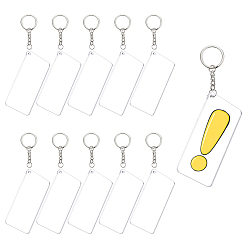 Clear DIY Transparent Acrylic Keychain Clasps Making Kits, Including Rectangle Blank Big Pendants, Iron Split Key Rings, Clear, Pendants: 75.5x42.5x3mm, hole: 3mm, 20pcs/set