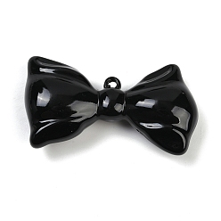 Черный Непрозрачные акриловые подвески, бантом, чёрные, 33x57x15 мм, отверстие : 3 мм