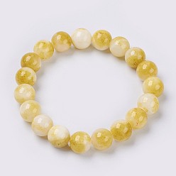 Светло-хаки Браслет из натурального нефрита из бисера, окрашенные, круглые, светлый хаки, 2 дюйм (5 см), бусины : 12 мм