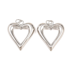 Платина Латунные подвески, сердце прелести, стойки покрытие, долговечный, без кадмия и без свинца, платина, 29x25.5x5 мм, Перейти кольцо: 6x1 мм, внутренний диаметр: 4.5 мм