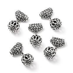 Antique Silver Tibetan Style Alloy European Dangle Charms, Large Hole Pendants, Round, Antique Silver, 46mm, Hole: 5.5x4.9mm