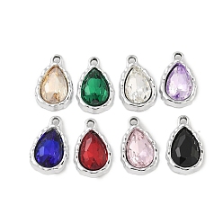 Платина K 5 стеклянные подвески, сплавочная фурнитура, УФ-покрытием, слеза, платина, 18.5x12x5 мм, отверстие : 1.8 мм