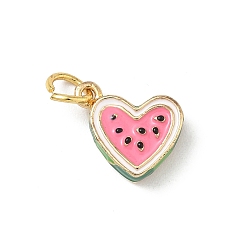 Арбуз Латунь эмаль подвески, фруктовые прелести, стойки покрытие, долговечный, с целью перехода в кольце, золотые, арбуз, 12.5x13.5x4 мм