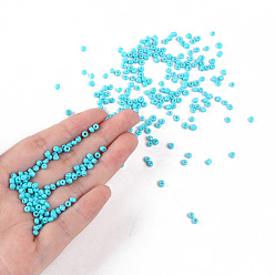 Dark Turquoise Baking Paint Glass Seed Beads, Dark Turquoise, 8/0, 3mm, Hole: 1mm, about 10000pcs/bag