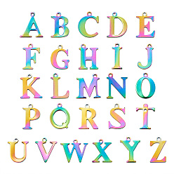 Letter A~Z 52 шт. 26 буквы 304 подвески из нержавеющей стали, алфавит, Письмо ~ Z, 12~12.5x4.5~14x0.7~1 мм, отверстие : 1 мм, 2 шт / письмо