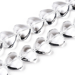 Прозрачный Прозрачные стеклянные бусины нити, сердце, прозрачные, 12.5x14.5x8 мм, отверстие : 0.8 мм, около 50 шт / нитка, 24.61'' (62.5 см)