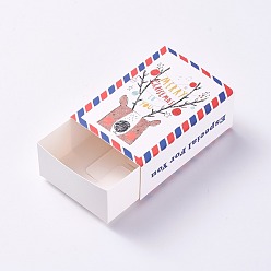 Colorful Creative Portable Foldable Paper Drawer Box, Jewelry Candy Wedding Party Gift Packaging Boxes, Rectangle, Christmas Theme, Colorful, Box: 8.4x6x3cm