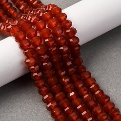 Темно-Красный Природный агат бисер нитей, окрашенная и подогревом, граненые, тыква, темно-красный, 8x5 мм, отверстие : 1 мм, около 70~72 шт / нитка, 14.17''~15.16'' (36~38.5 см)