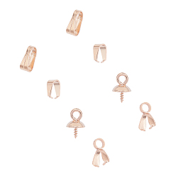 Розовое Золото 304 наборы из нержавеющей стали с защелкивающимися скобами, зажимными скобами для ледорубов и винтовыми петлями, розовое золото , 6~10x3~7x2.5~7 мм, 40 шт / коробка