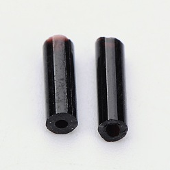 Black Opaque Glass Bugle Beads, Black, 6~8x1.8mm, Hole: 0.6mm, about 10000pcs/bag