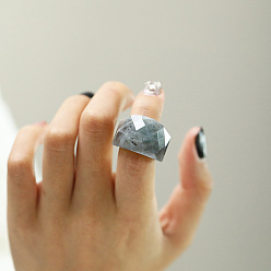 Лабрадорита Модные 304 кольца из нержавеющей стали и натурального лабрадорита, реальный 18 k позолоченный, размер США 7 (17.3 мм)