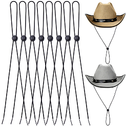 Черный 10шт. резиновая и железная шапка с гибким съемным шнурком для подбородка, ветрозащитный зажим для ремня, с пластиковой регулируемой застежкой для шнура, для игры в гольф, рыбалка, гребля, парусный спорт, чёрные, 600x2 мм