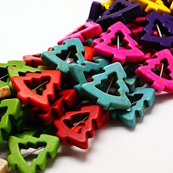 (52) Непрозрачная лаванда Рождественские елки синтетические бирюзовые бусины, окрашенные, разноцветные, 30x30x6 мм, отверстие : 1 мм, Около 200 шт / 1000 г