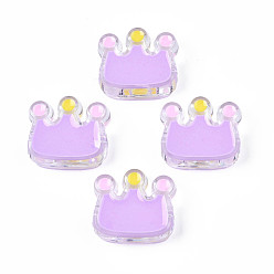 Фиолетовый Прозрачные акриловые бусины, с эмалью, корона, фиолетовые, 22x25x8 мм, отверстие : 2.5 мм