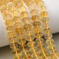 Fluorite Natural Yellow Fluorite Beads Strands, Rondelle, 8.5x6mm, Hole: 1mm, about 68~69pcs/strand, 15.87''(40.3cm)~16.02''(40.7cm)