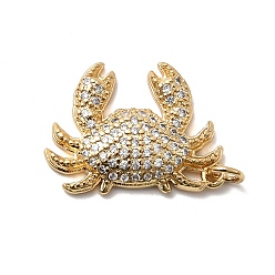 Краб Латунные микро проложить кубического циркония подвески, реальный 18 k позолоченный, с целью перехода в кольце, краб, 23x21x4 мм