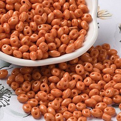 Темно-Оранжевый Непрозрачные акриловые бусины, двойное отверстие, овальные, темно-оранжевый, 6x4.5x3.3 мм, отверстие : 1.2 мм, Около 14516 шт / 500 г