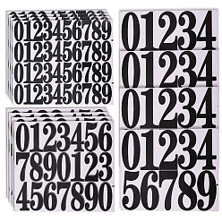 Черный 12 листы 3 стили ПВХ номер самоклеящиеся декоративные наклейки, водонепроницаемый номер почтового ящика 0~9 наклейки для помещений, открытый, чёрные, 208~235x251~266x0.1~0.2 мм, Количество: 50~100x23~46 мм, 4 листы / стиль