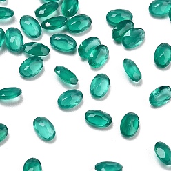 Зеленый агат Ограненные кабошоны из натурального зеленого оникса-агата, назад назад, овальной формы, 3x2x1.5 мм