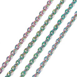 Rainbow Color Ионное покрытие (ip) 304 кабельные цепи из нержавеющей стали, с катушкой, пайки, , Радуга цветов, 2x1.8x0.3 мм, около 32.8 футов (10 м) / рулон