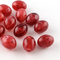 Cerise Oval Imitation Gemstone Acrylic Beads, Cerise, 20x15mm, Hole: 2mm, about 170pcs/500g