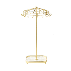 Золотой Вращающиеся железные стенды для ожерелий с подносами, органайзер для ювелирных изделий держатель для ожерелий колец браслетов, золотые, 13.5x13.5x35 см