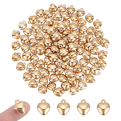 Doré  100pcs pendentifs en plastique ccb, charmes de coeur, or, 18x15x8.5mm, Trou: 1.8mm