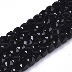 Andere Quarz Natürliche schwarze Quarzperlen Stränge, facettiert, Würfel, 4~4.5x4~4.5x4~4.5 mm, Bohrung: 0.8 mm, ca. 100 Stk. / Strang, 15.35 Zoll (39 cm)