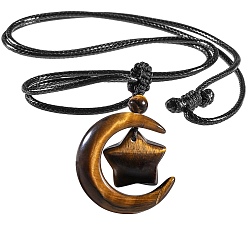 Тигровый глаз Ожерелья с натуральным тигровым ожерельем, Луна и звезды, 16.93~17.32 дюйм (43~44 см)