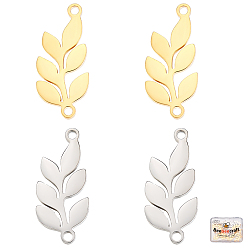 Позолоченный и Цвет Нержавейки 20шт 2 цвета 201 подвески из нержавеющей стали, ручная полировка, лист, настоящее золото и нержавеющая сталь, 22.5x10x1.5 мм, отверстие : 1.2 мм, 10 шт / цвет