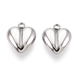 Нержавеющая Сталь Цвет 304 прелести нержавеющей стали, шарма сердца, анти-тускнение, цвет нержавеющей стали, 13.9x11.8x4.8 мм, отверстие : 1.6 мм