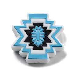 Темно-Голубой Силиконовые фокусные шарики, DIY уход за ожерельем, червоточина, глубокое синее небо, 28x29x8 мм, отверстие : 2 мм