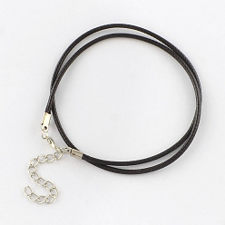 Coconut Marrón Algodón encerado el collar del cordón, con broches de langosta de la aleación de la garra y las cadenas finales de hierro, Platino, coco marrón, 17.4 pulgada (44 cm)