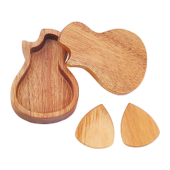 BurlyWood Wooden Box, for Guitar Pick, Guitar Shaped, BurlyWood, 6.5x4.5cm