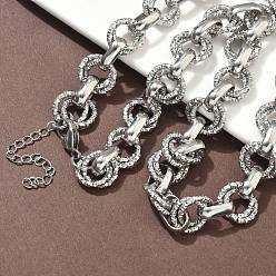 Нержавеющая Сталь Цвет 304 ожерелья из текстурированной нержавеющей стали с двумя кольцами, не тускнеет, цвет нержавеющей стали, 17.95 дюйм (45.6 см)