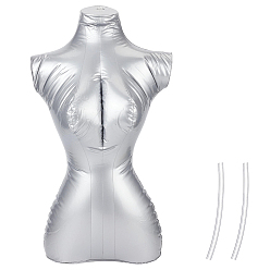 Silver Female PVC Half Body Inflatable Mannequins, Clothing Displays for Retail Stores, Silver, 40x15.5x69cm