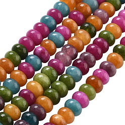 (52) Непрозрачная лаванда 2 нити из натурального белого нефрита бусины нити, окрашенные, рондель, разноцветные, 8x5 мм, отверстие : 1 мм, около 74 шт / нитка, 15.15 дюйм (38.5 см)